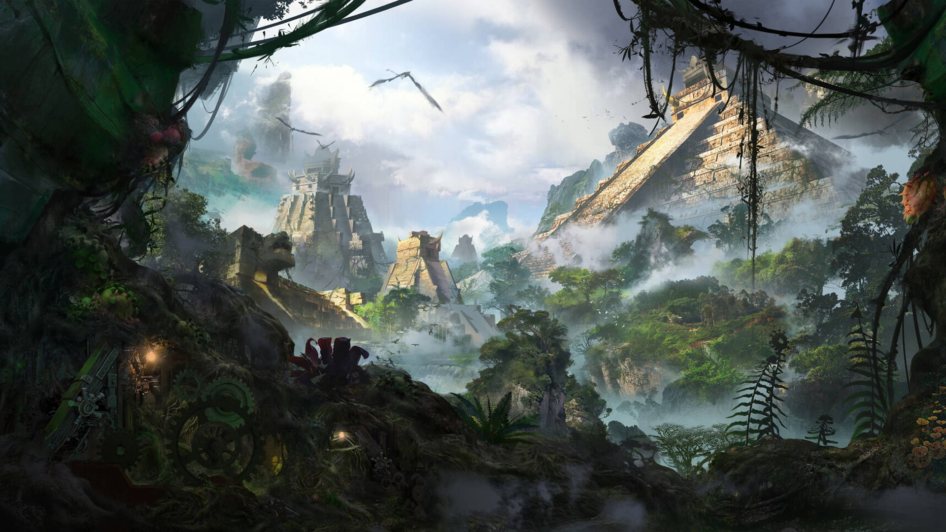 Warhammer Total War, loading screen, ancient stone pyramids, Full HD Desktop Wallpaper