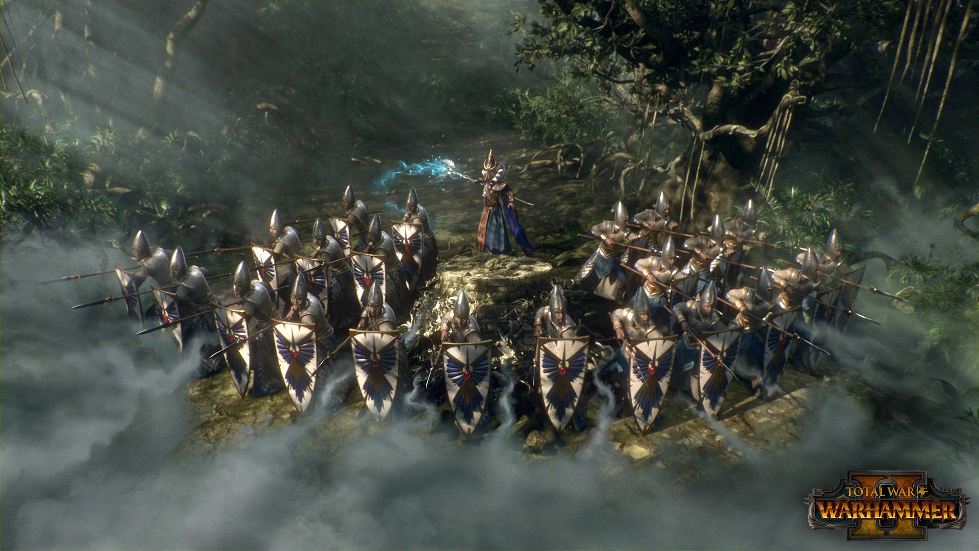 Total War Warhammer 2, silver armor, blue shields, Full HD Desktop Wallpaper