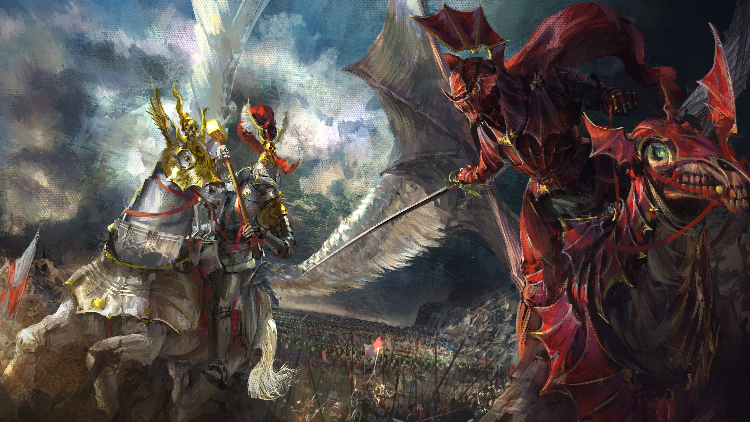 Total War Warhammer 2, white steed, red demonic rider, 2K Desktop Wallpaper