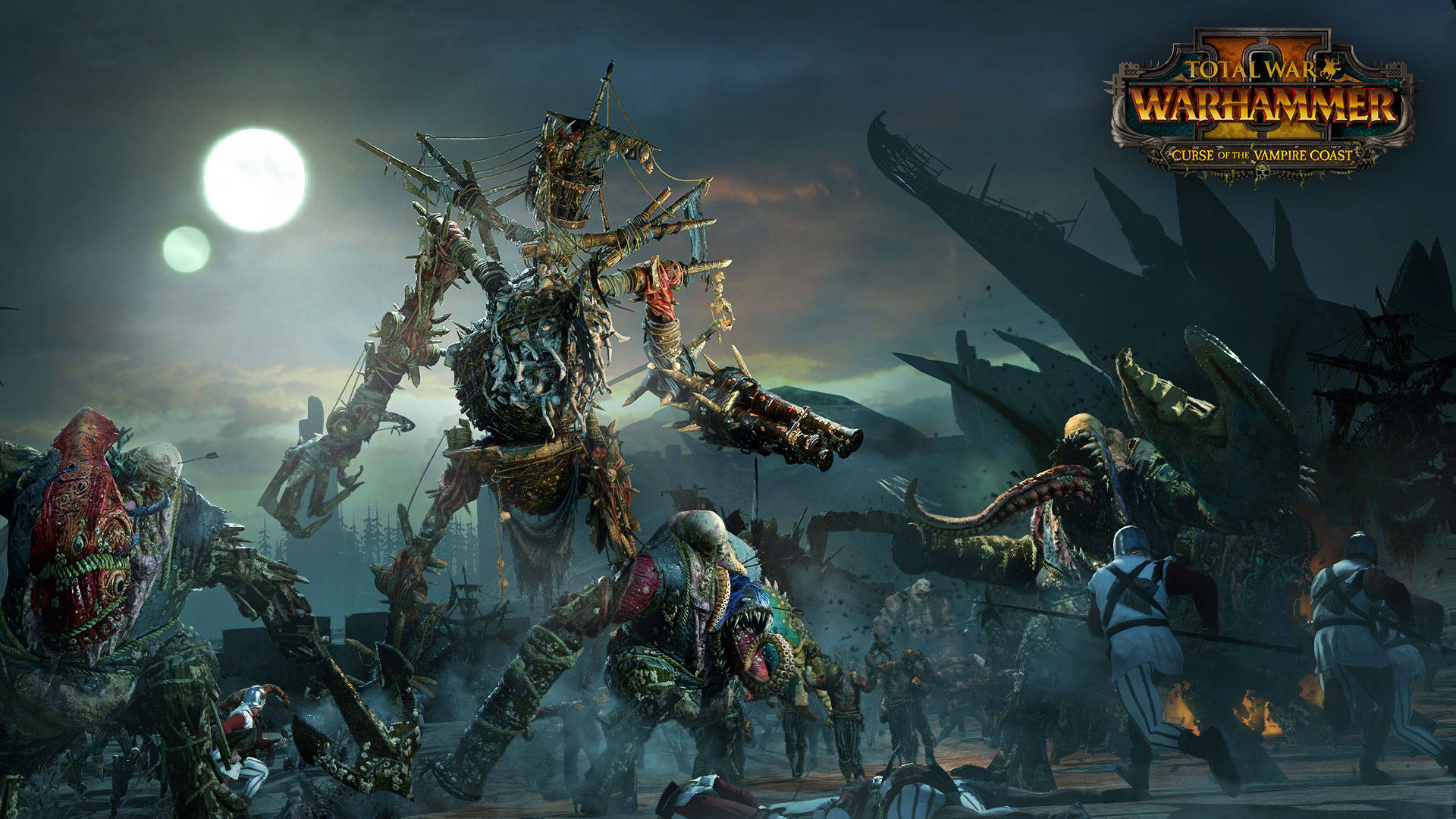 Total War Warhammer 2, double moon, monstrous undead giants, Full HD Desktop Wallpaper