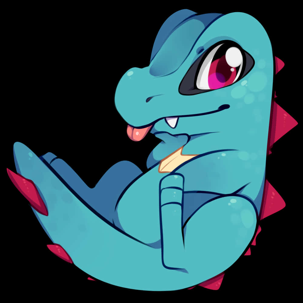Totodile, blue cartoon dragon, pink spikes, SD Desktop Wallpaper