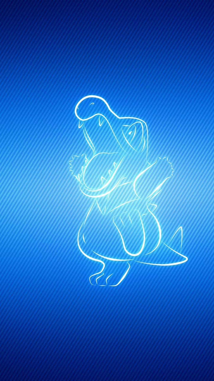 Totodile, white line art, glowing white outline, HD Phone Wallpaper