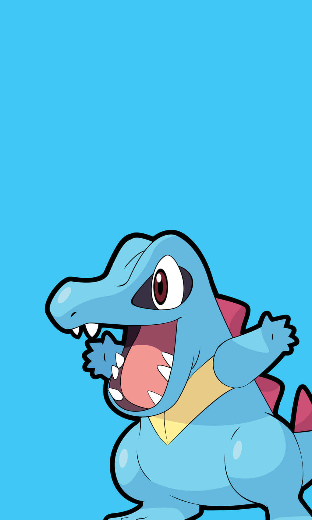 Totodile, bright blue background, red eyes, HD Phone Wallpaper