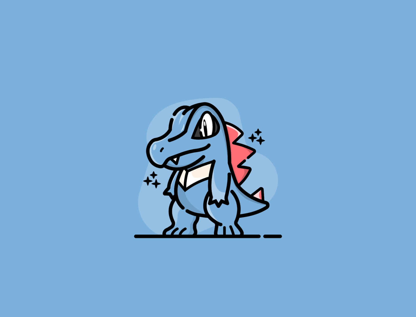 Totodile, sparkles graphic, blue cartoon dinosaur, HD Desktop Wallpaper