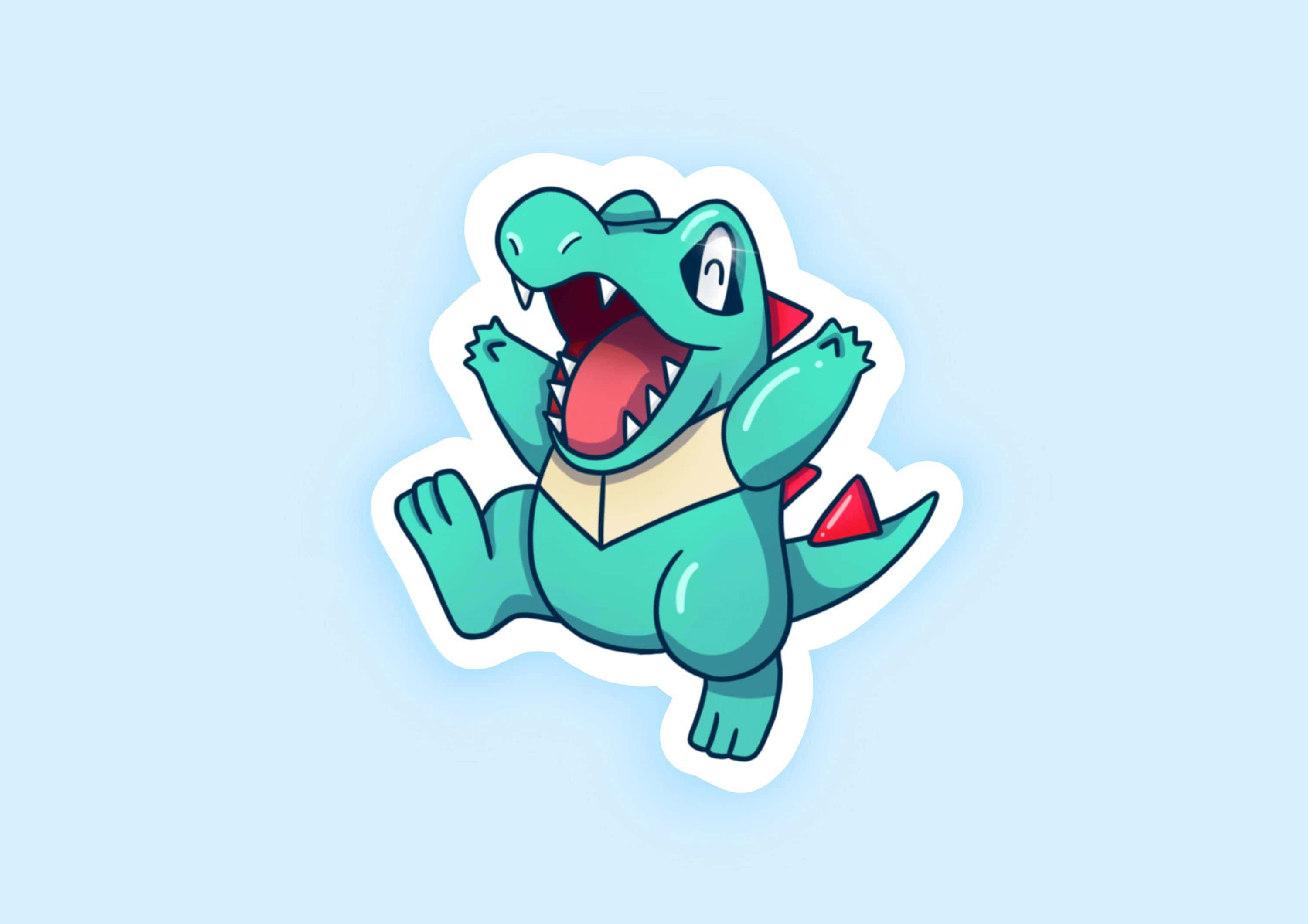 Totodile, red spikes, tan belly, 2K Desktop Wallpaper