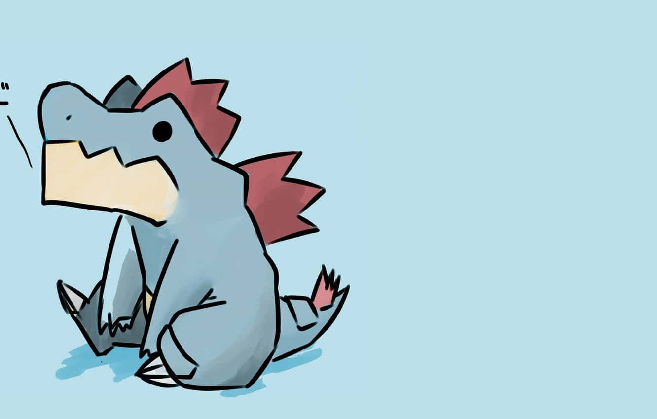 Totodile, baby blue background, red spikes, HD Desktop Wallpaper