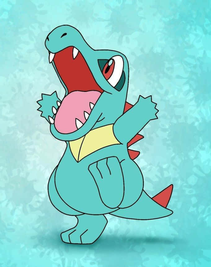 Totodile, teal background, textured, SD Phone Wallpaper