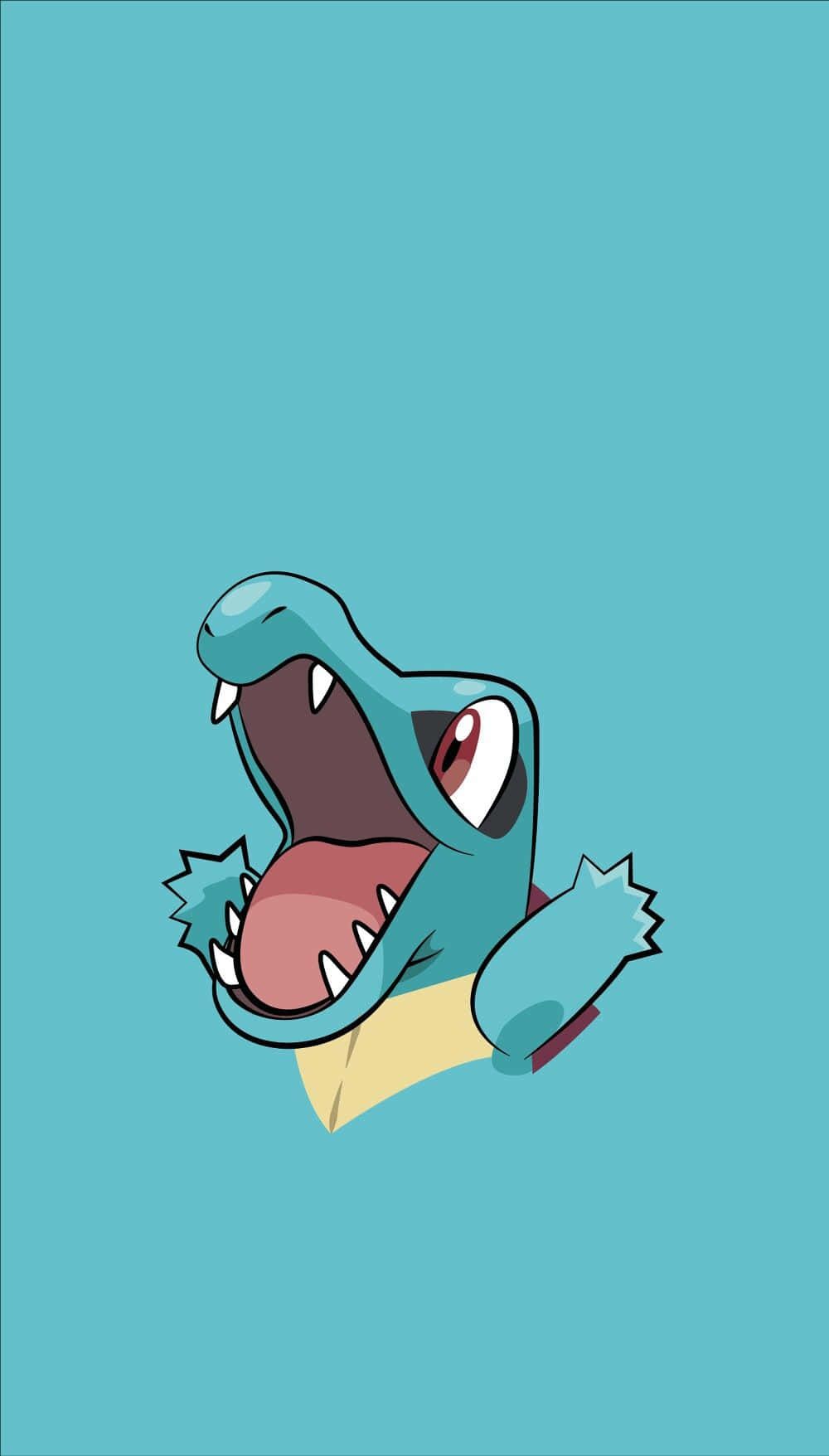 Totodile, teal background, red eyes, HD Phone Wallpaper