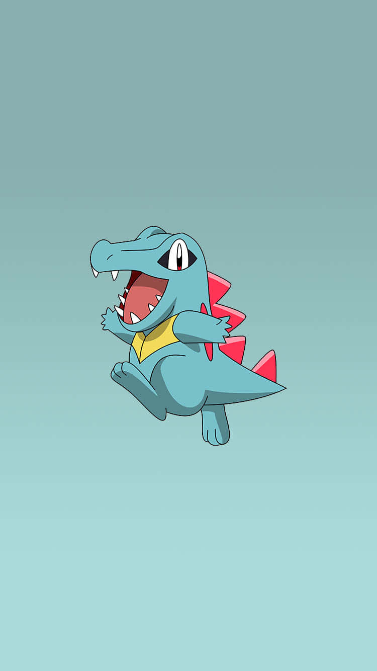 Totodile, teal gradient background, blue crocodile-like Pokémon, HD Phone Wallpaper