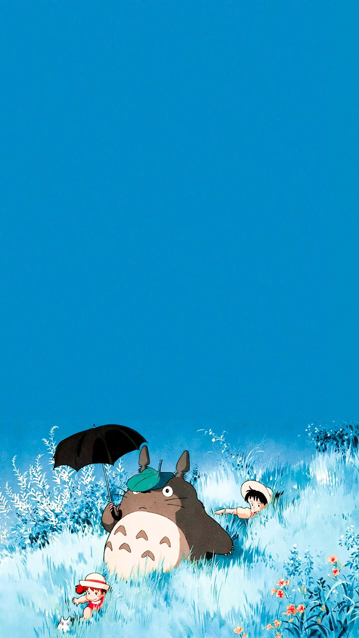 Totoro, umbrella, children, Full HD Phone Wallpaper