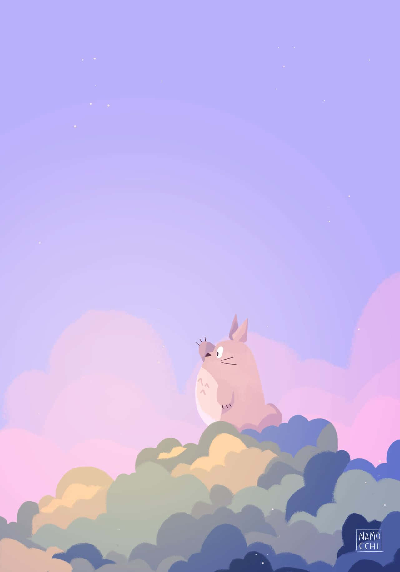 Totoro, purple pastel, pink Totoro, HD Phone Wallpaper