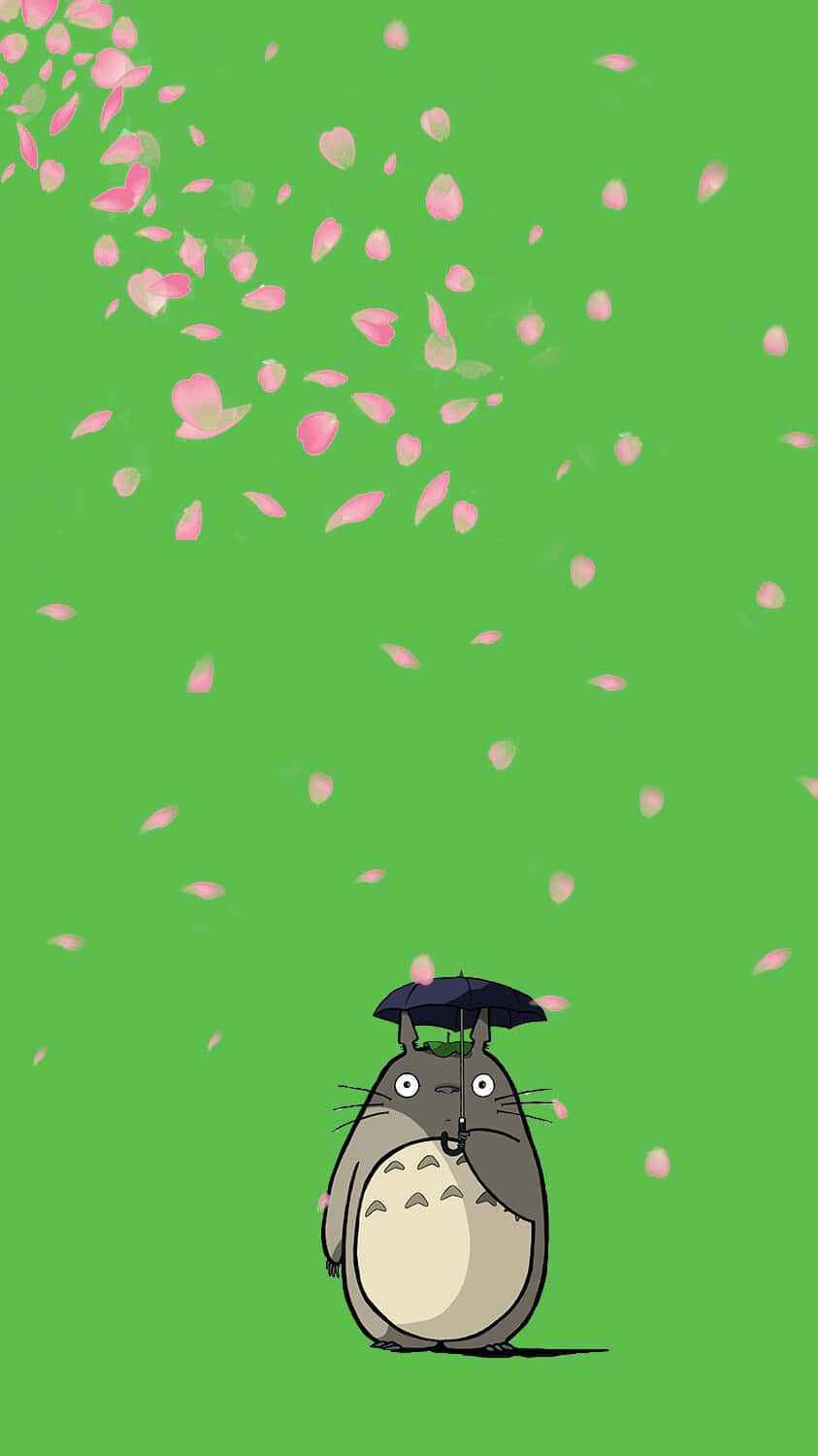 Totoro, hat, umbrella, HD Phone Wallpaper