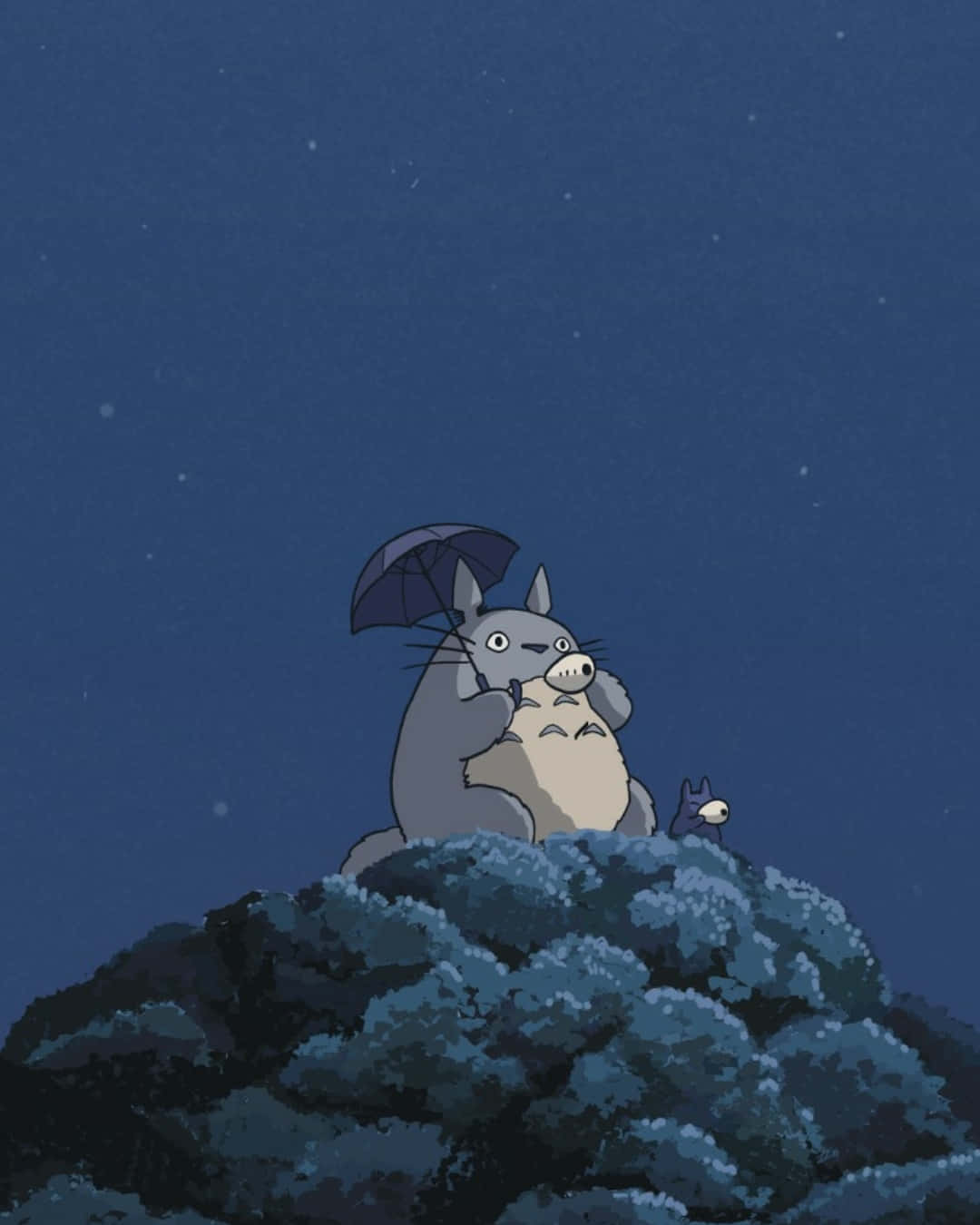 Totoro, mossy hill, starry night sky, HD Phone Wallpaper