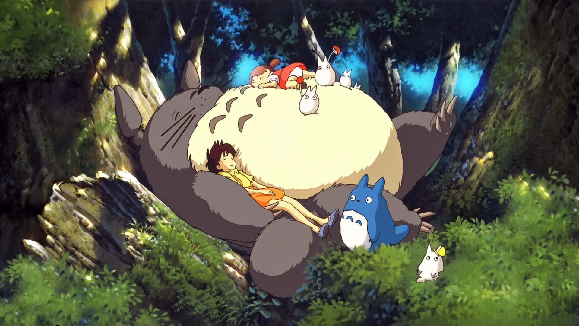 Totoro, giant fluffy monster, lush forest, Full HD Desktop Wallpaper