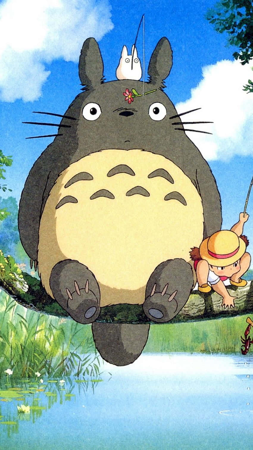 Totoro, girl, straw hat, HD Phone Wallpaper