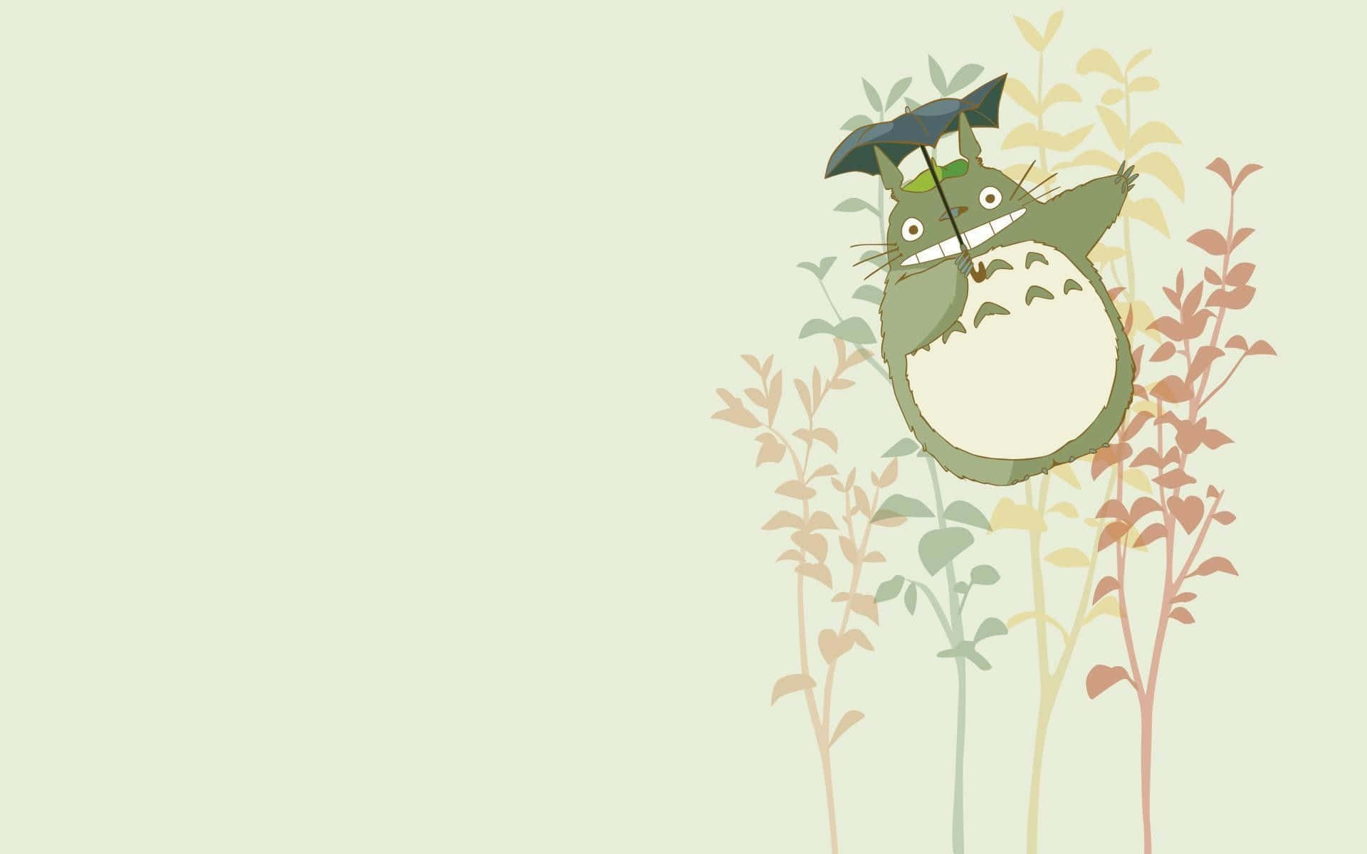 Totoro, green Totoro, autumn leaves, Full HD Desktop Wallpaper