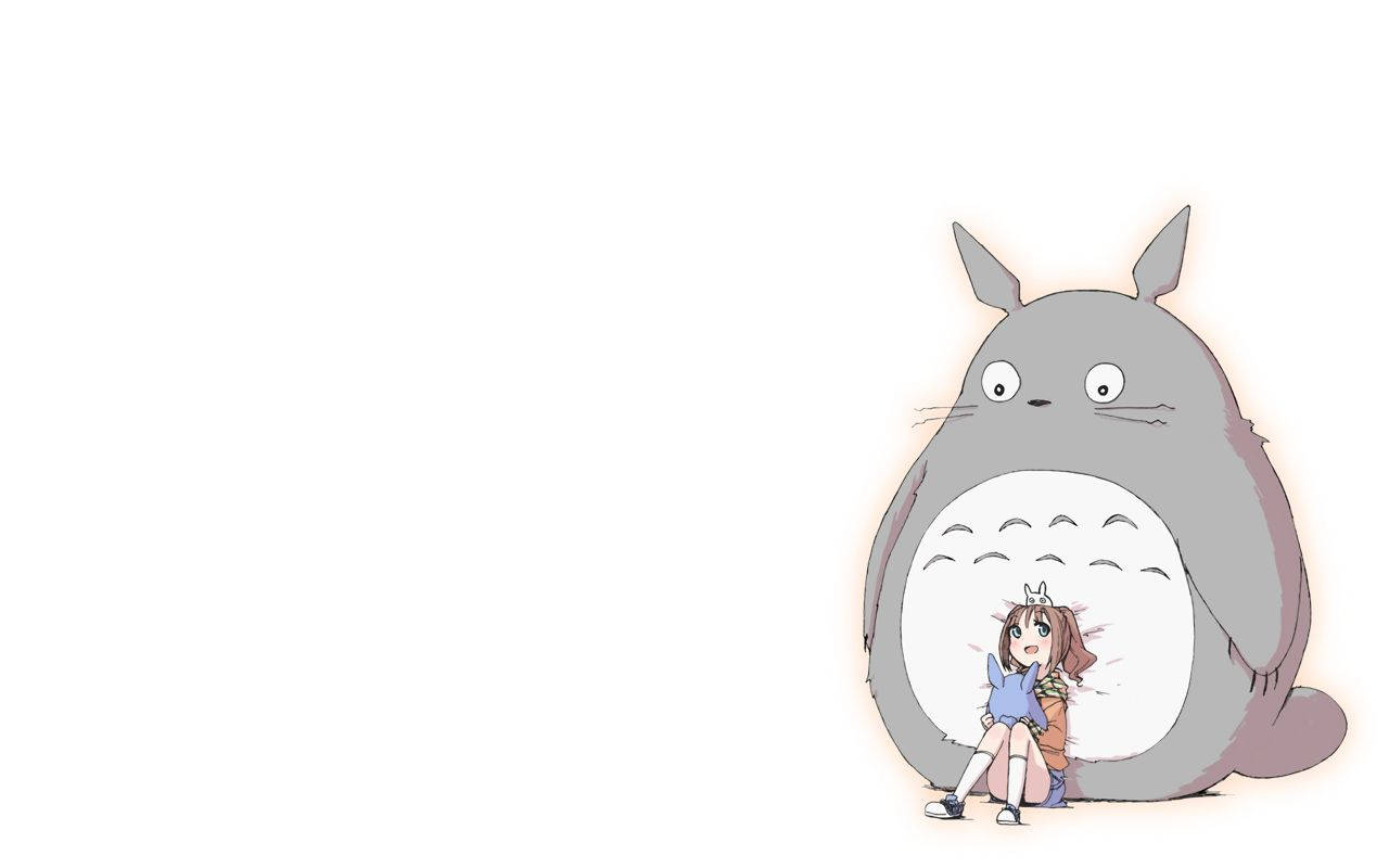 Totoro, white background, brown hair, HD Desktop Wallpaper