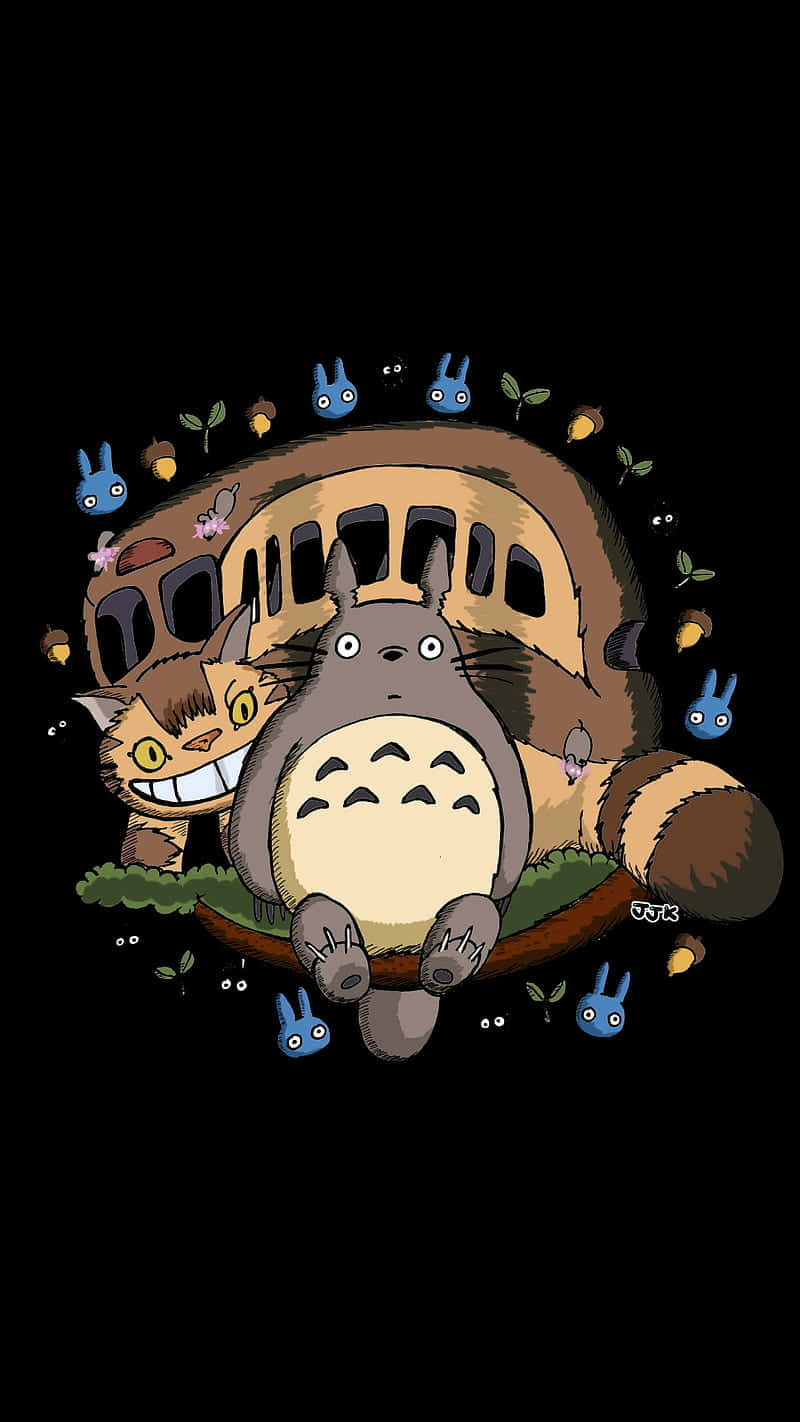 Totoro, catbus, blue spirits, HD Phone Wallpaper