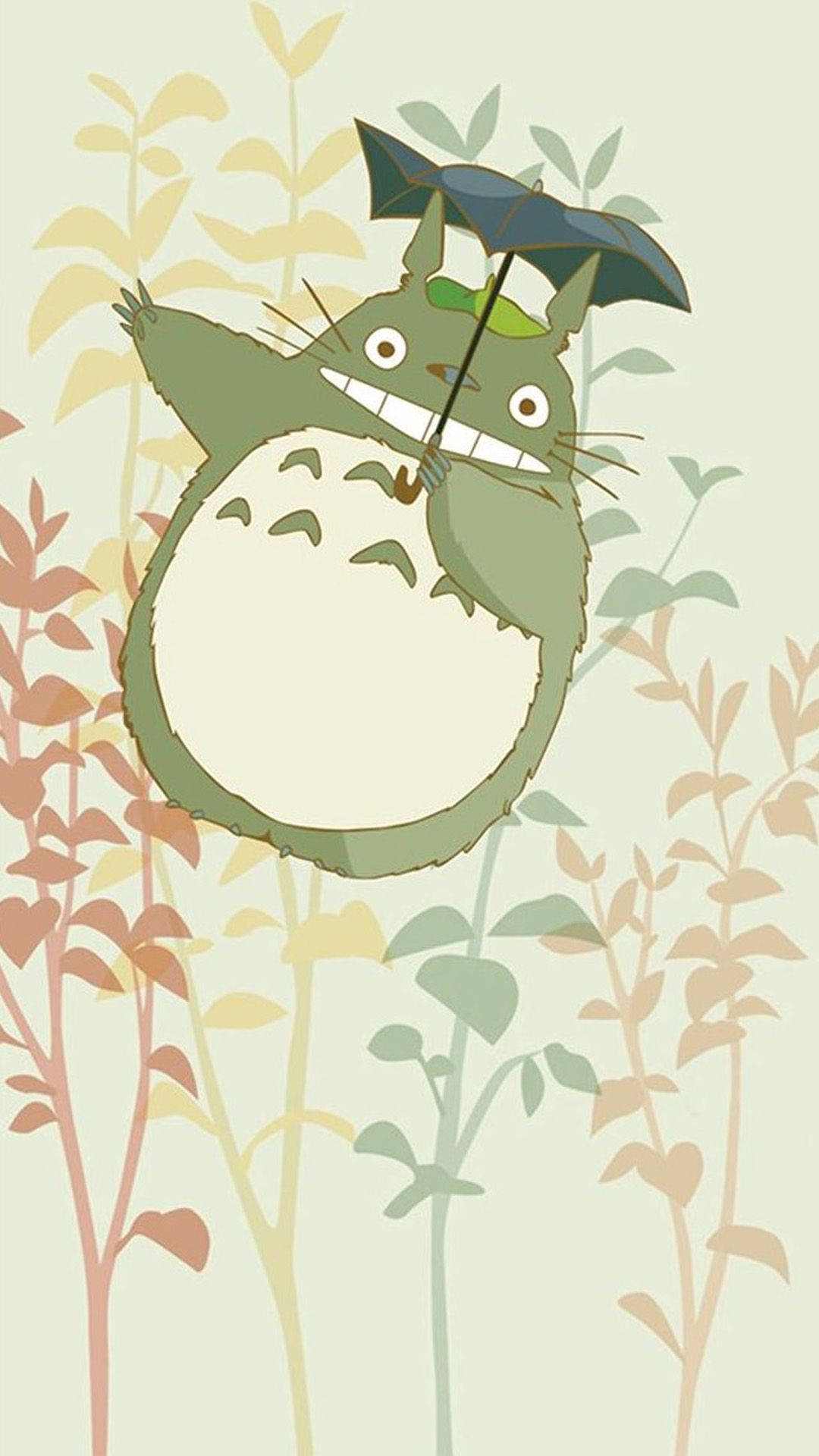 Totoro, green Totoro, black umbrella, Full HD Phone Wallpaper