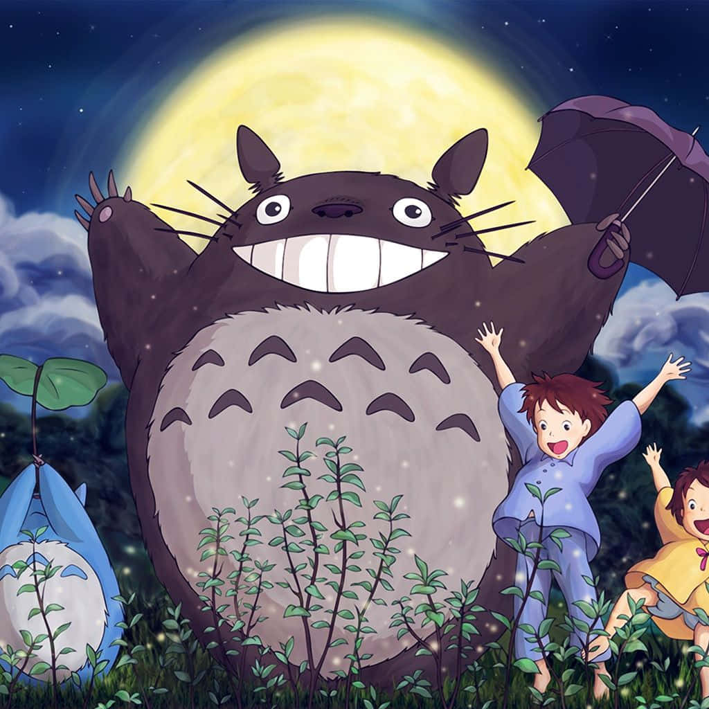 Totoro, full moon, starry night forest, SD Desktop Wallpaper