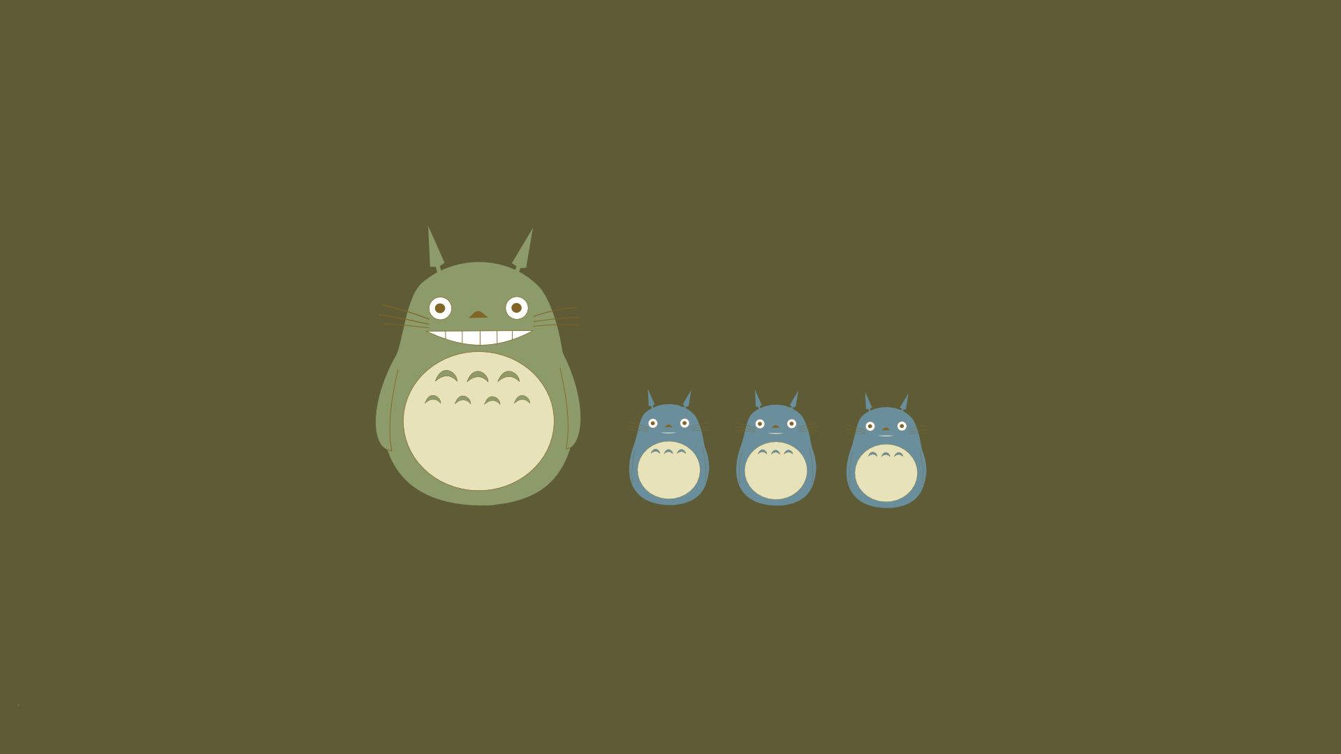 Totoro, green Totoro, blue Totoros, Full HD Desktop Wallpaper