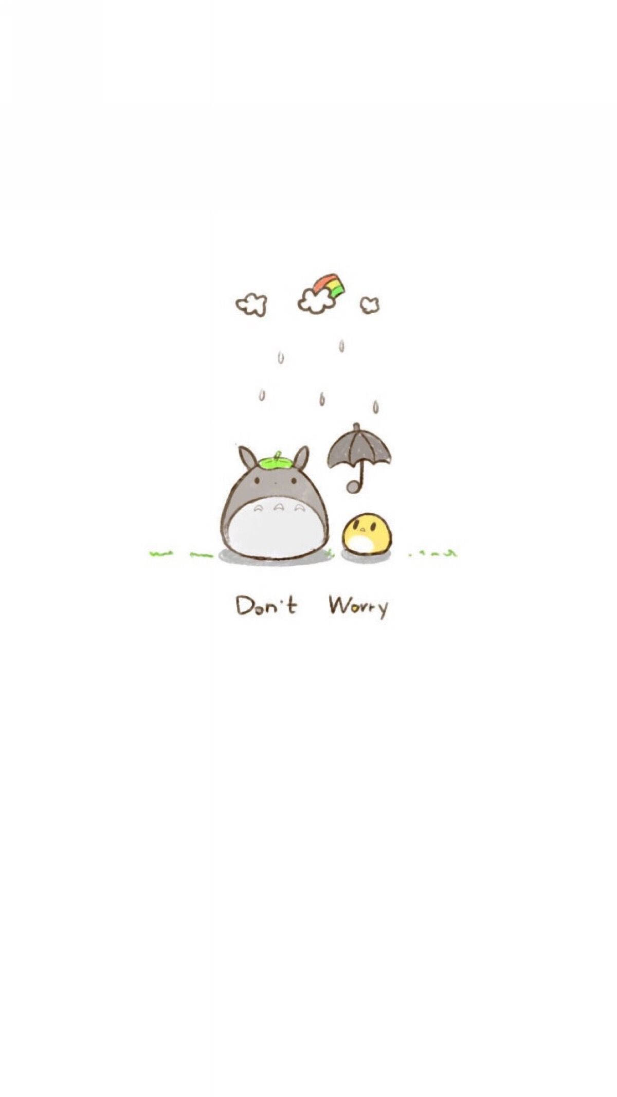Totoro, small yellow creature, tiny umbrella, Full HD Phone Wallpaper