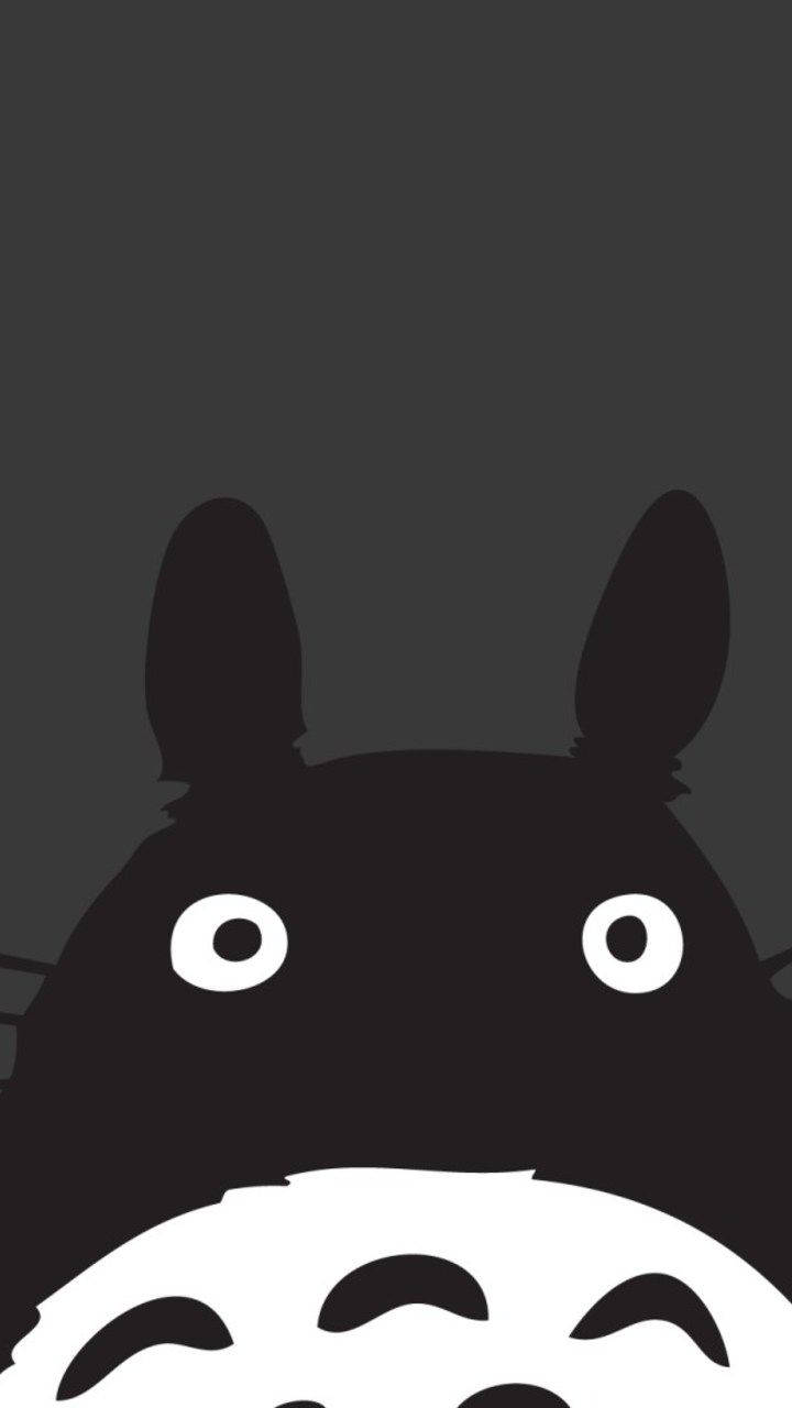 black Totoro, Totoro, minimalist black and white silhouette, HD Phone Wallpaper