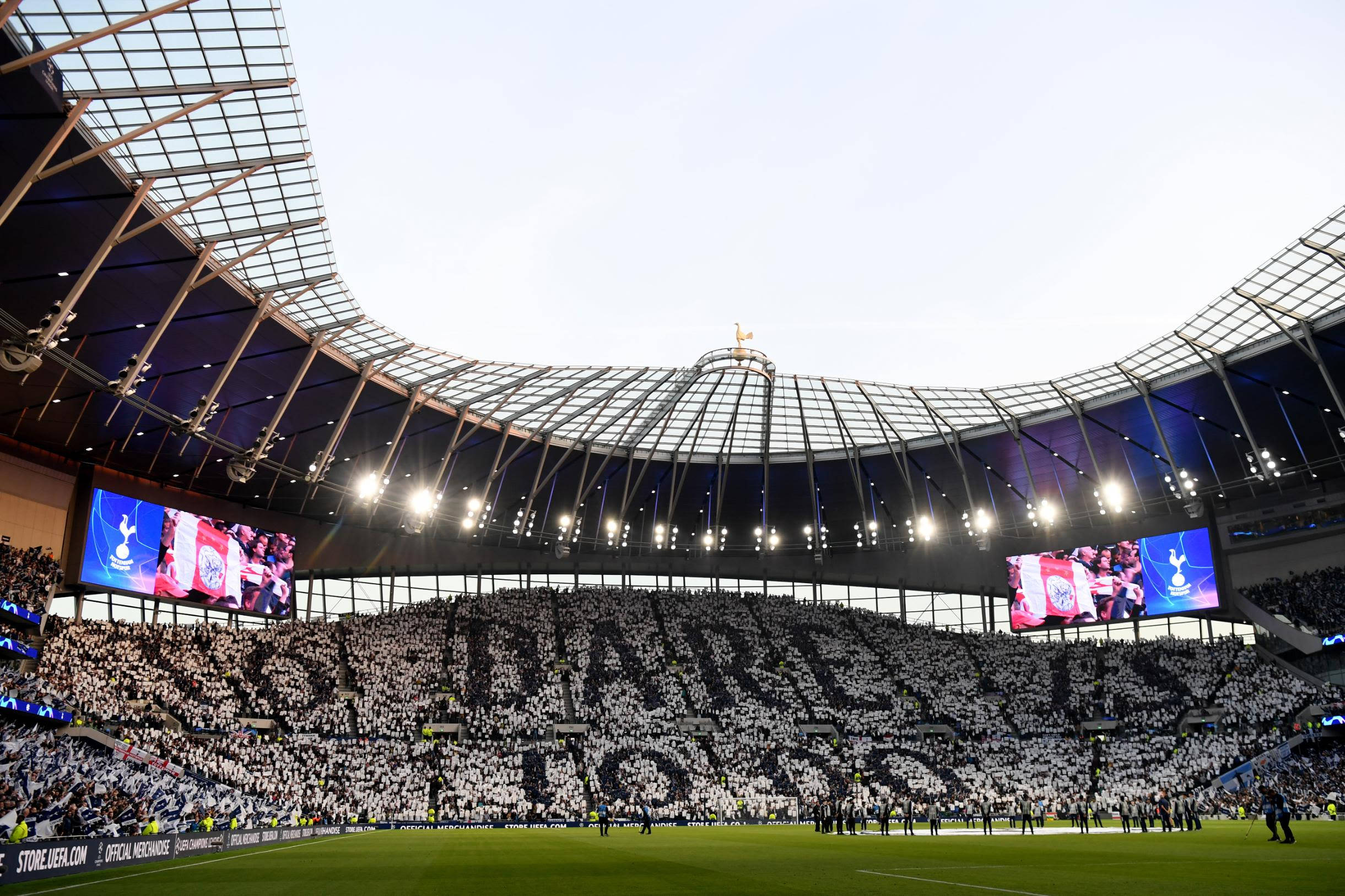 Tottenham Hotspurs FC, stadium, white and black scarves, Full HD Desktop Wallpaper