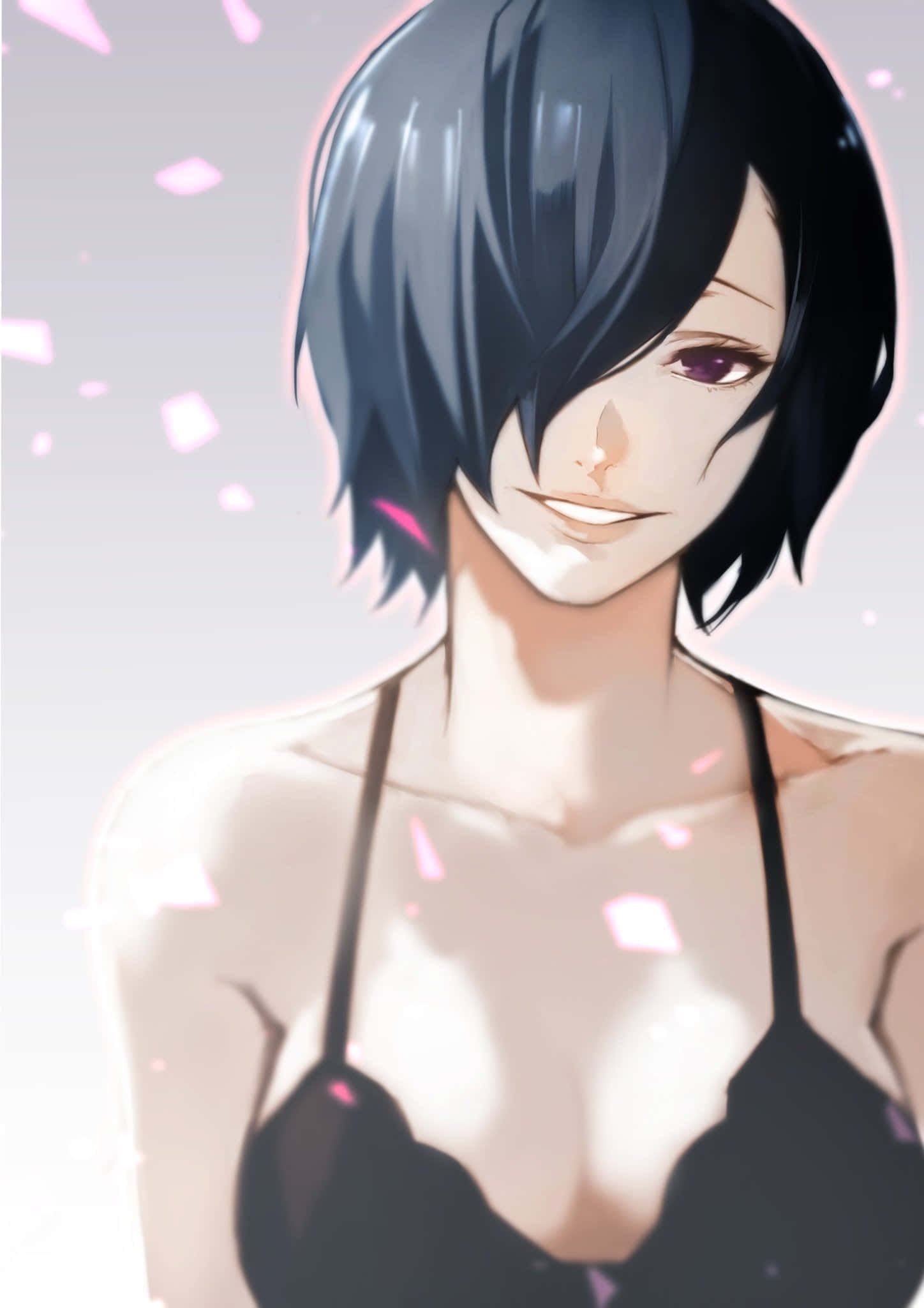 Touka Kirishima, short black hair, purple eyes, Full HD Phone Wallpaper