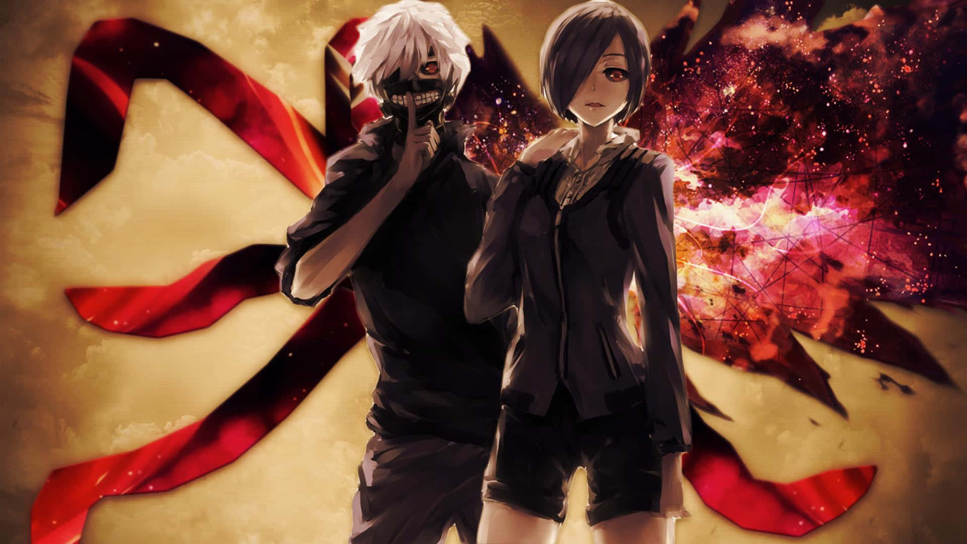 Touka Kirishima, 1920 x 1080, fiery red, Full HD Desktop Wallpaper
