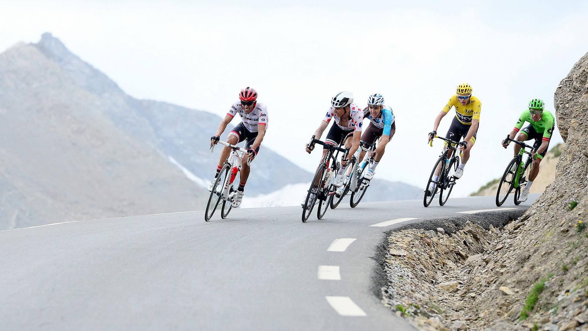 Tour de France, mountain side, winding mountain road, Full HD Desktop Wallpaper