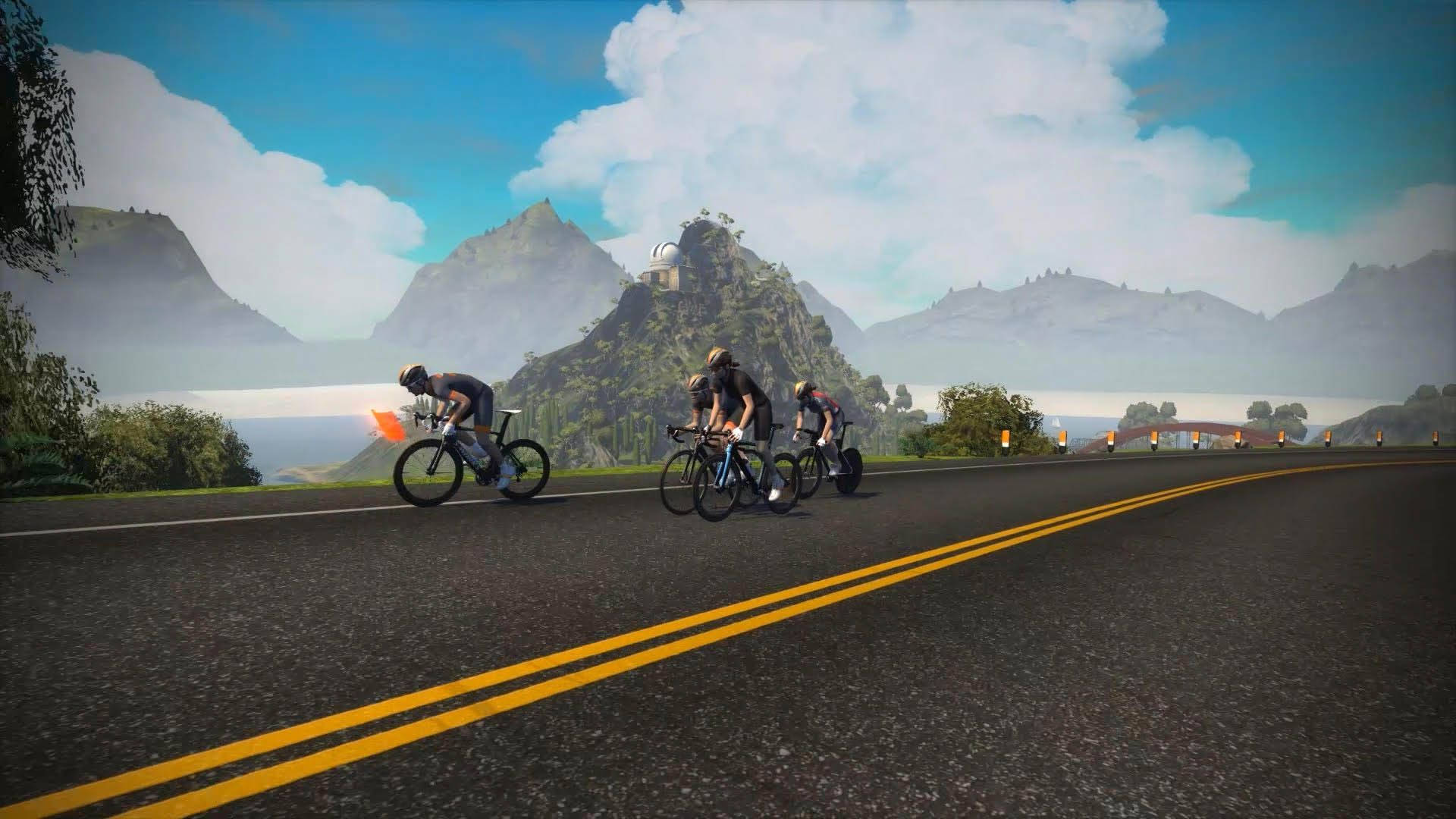 Tour de France, mountain road, bright blue sky, Full HD Desktop Wallpaper