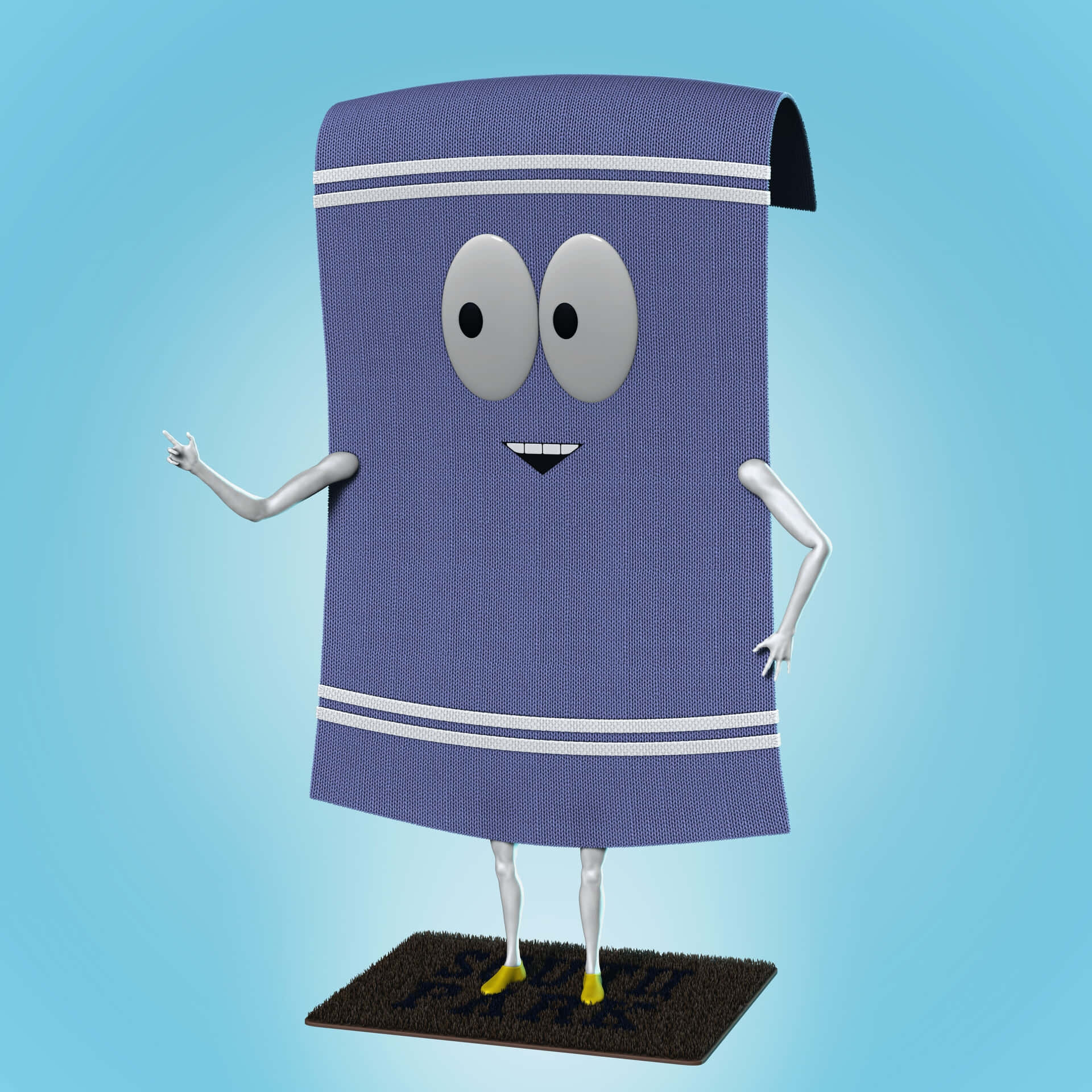 Towelie, purple towel character, white stripes, Full HD Desktop Wallpaper