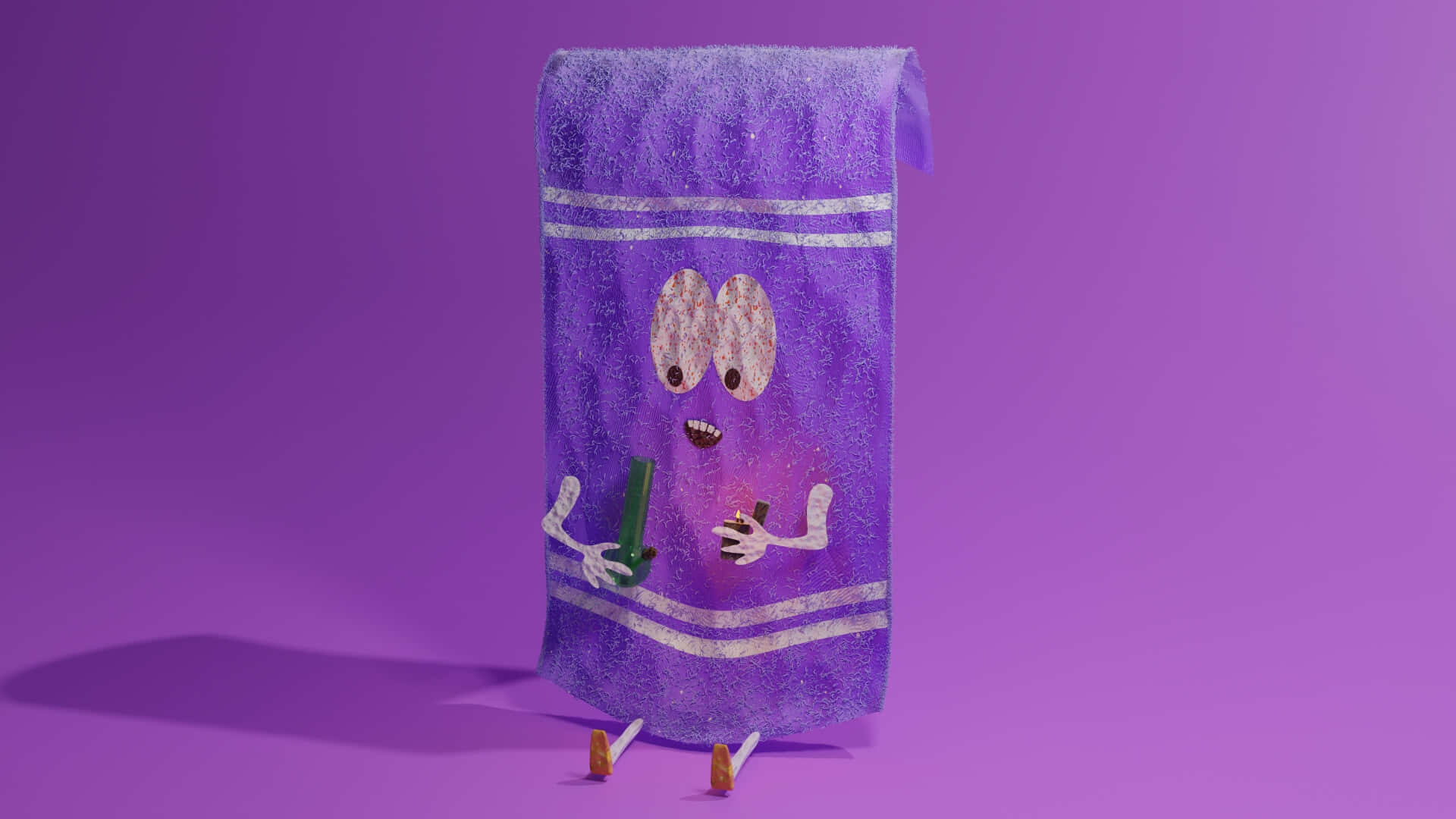 Towelie, purple glittery towel, googly eyes, Full HD Desktop Wallpaper