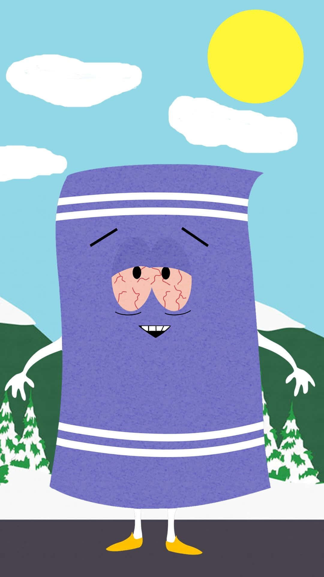 Towelie, purple towel character, brain face, Full HD Phone Wallpaper
