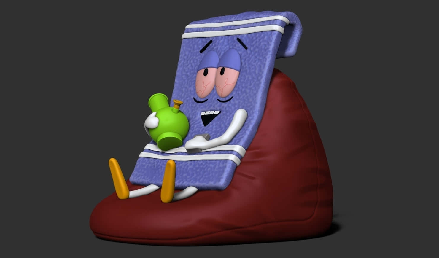 Towelie, green teapot, red beanbag chair, HD Desktop Wallpaper