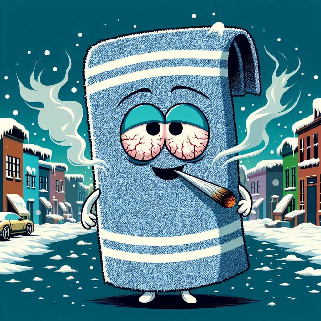 Towelie, blue striped towel, cracked eyes, SD Desktop Wallpaper