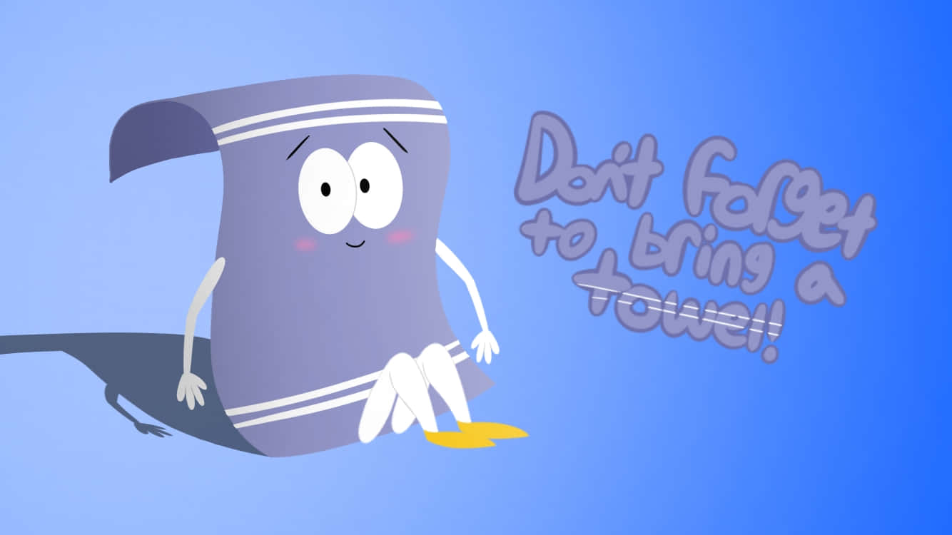 Towelie, blue background, purple cartoon towel, HD Desktop Wallpaper