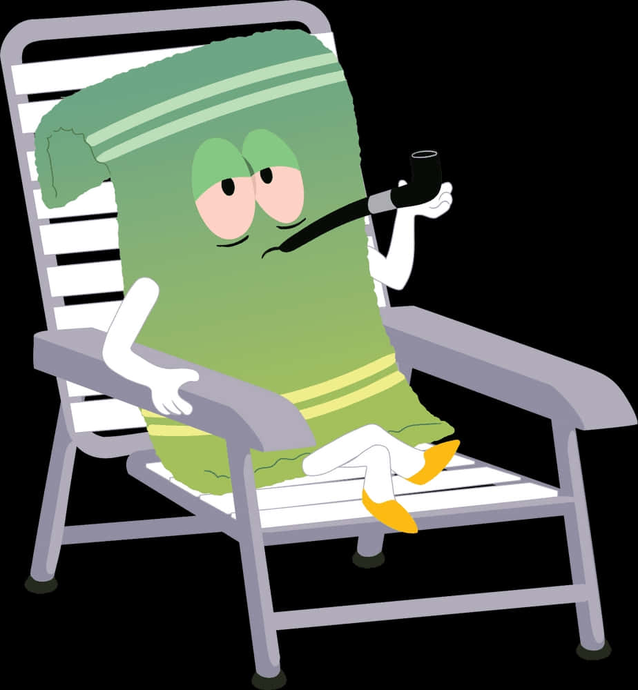Towelie, green towel character, yellow stripes, SD Phone Wallpaper