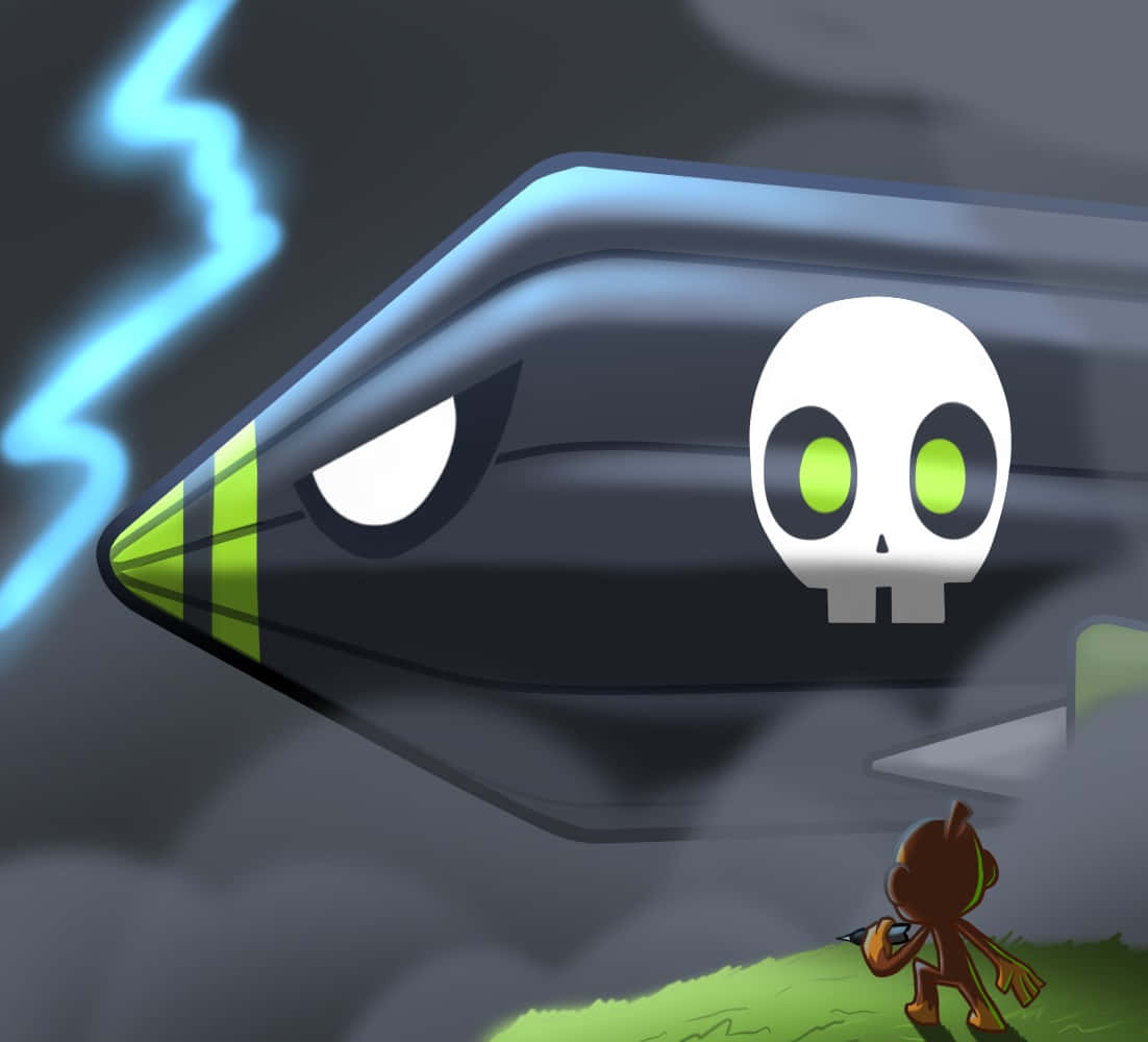 Tower Defence, cartoon monkey, giant menacing spaceship, SD Desktop Wallpaper