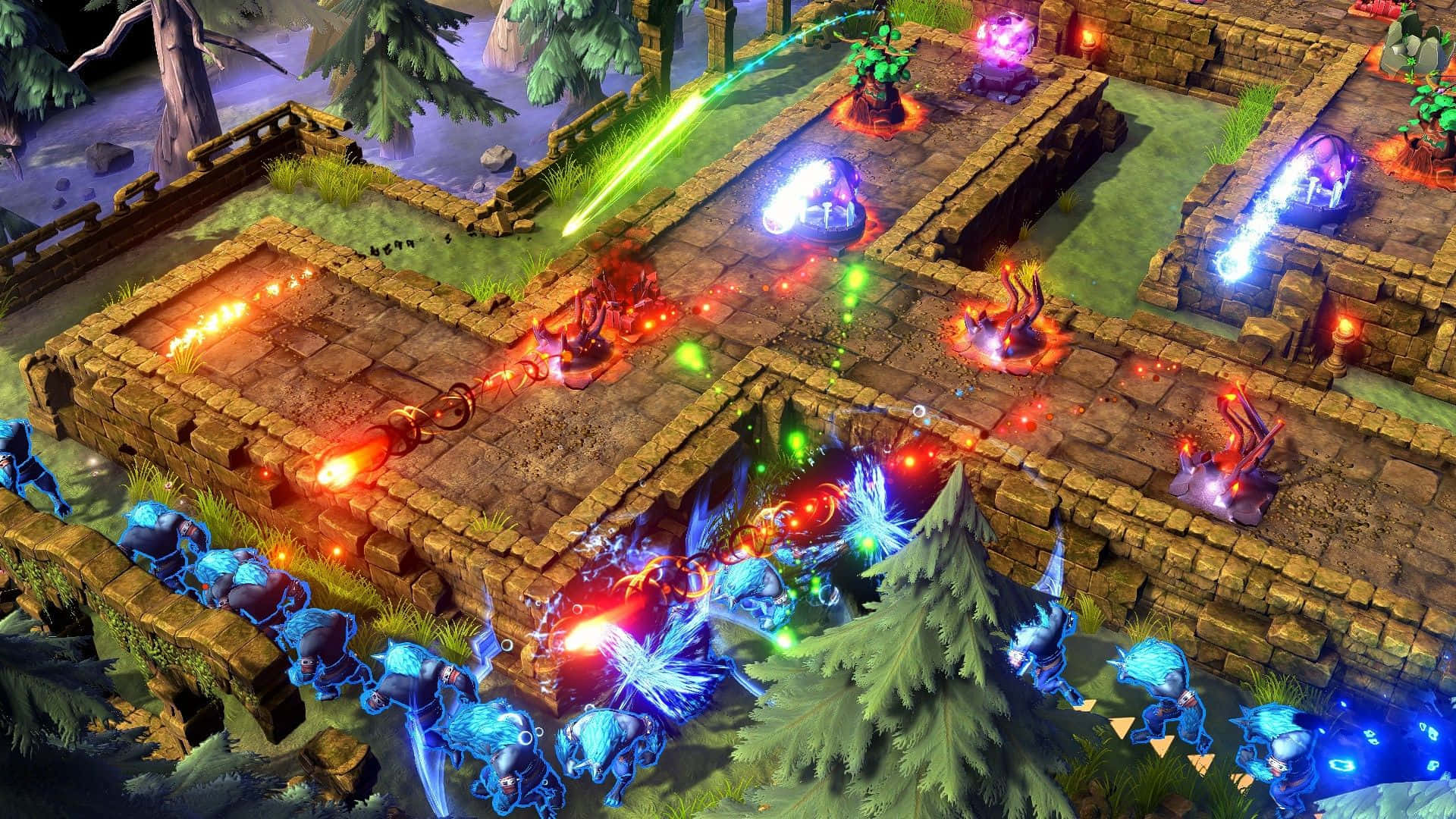 Tower Defence, glowing blue, glowing red, Full HD Desktop Wallpaper