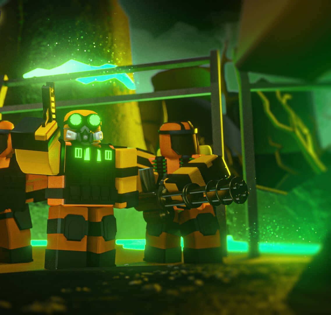 Tower Defence, orange and black gear, glowing green neon lights, SD Desktop Wallpaper