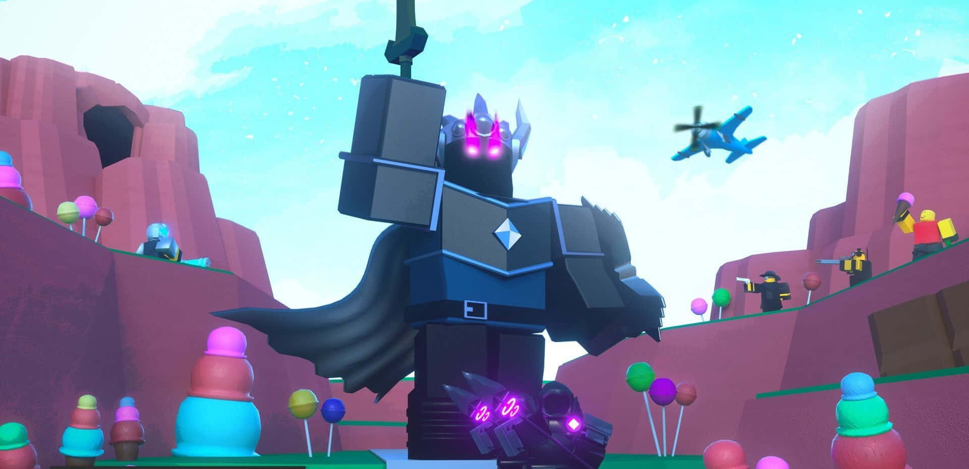 Tower Defence, glowing purple eyes, cape, Full HD Desktop Wallpaper