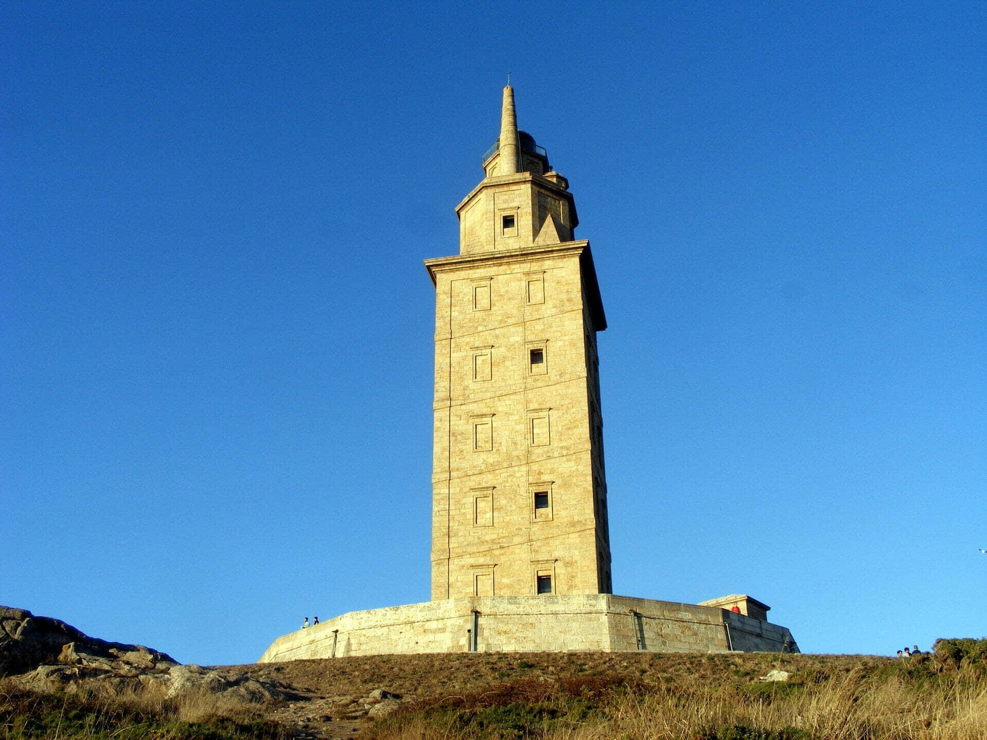 Tower Of Hercules, blue sky, stone lighthouse, Full HD Desktop Wallpaper