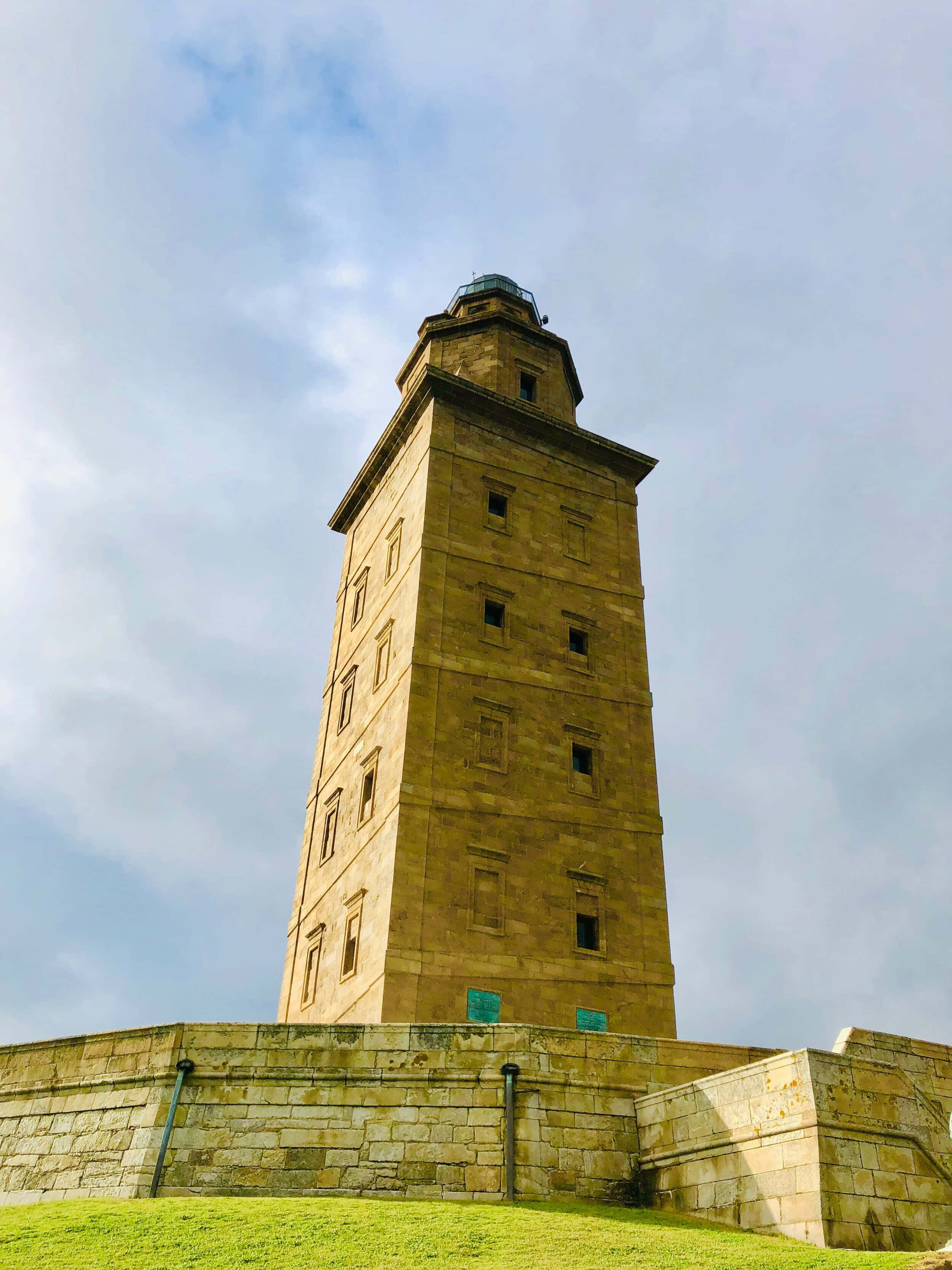 Tower Of Hercules, cloudy sky, stone lighthouse, 2K Phone Wallpaper