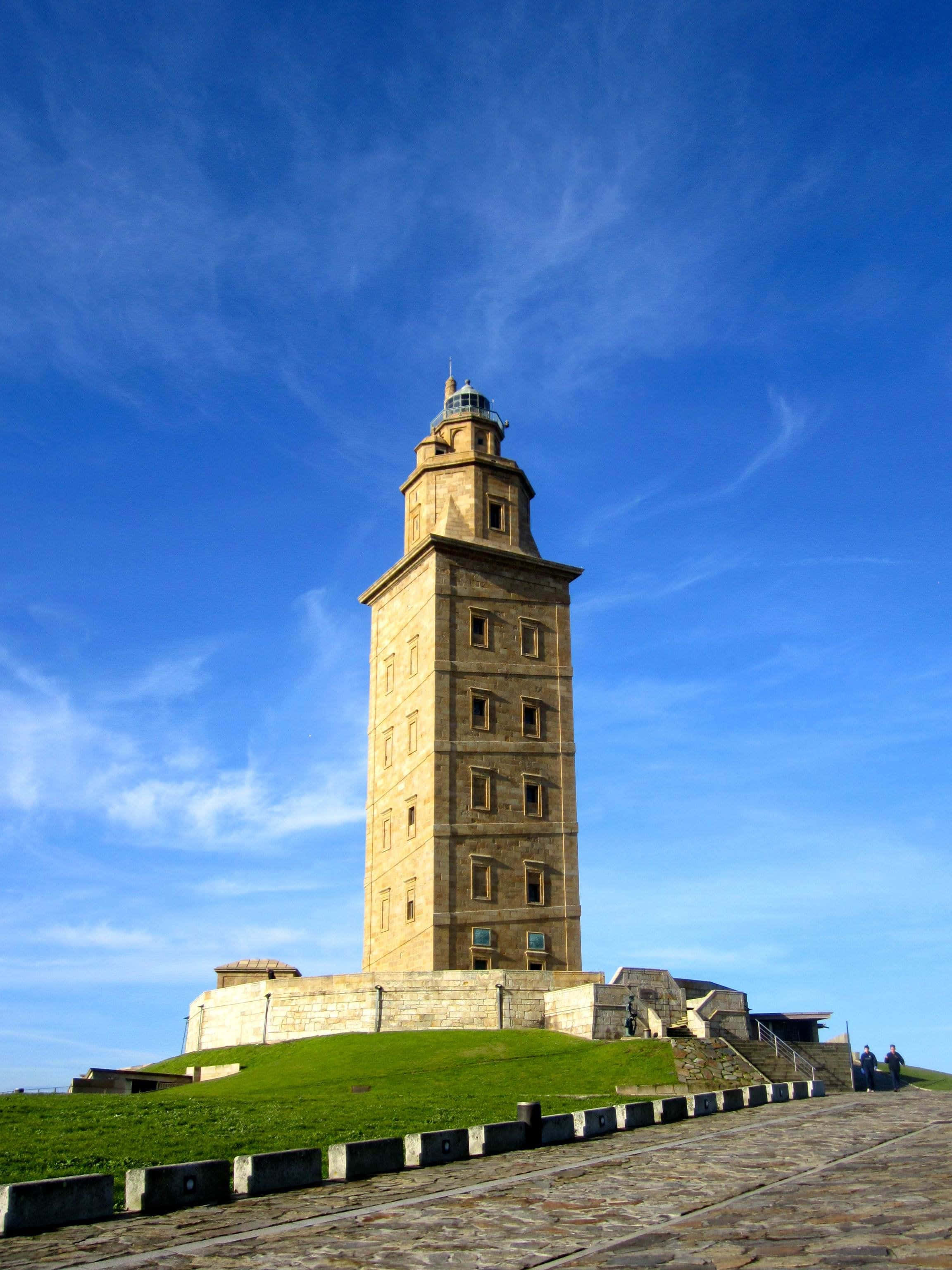 Tower Of Hercules, blue sky, stone lighthouse, 2K Phone Wallpaper