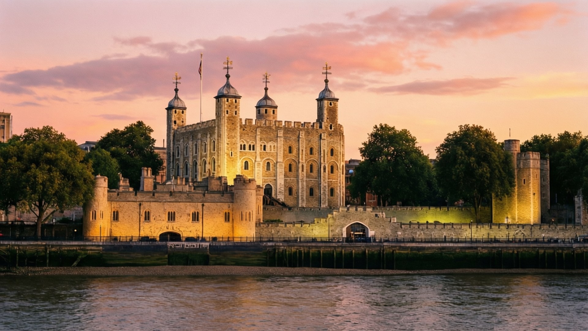 Tower of London, golden sunrise, sunset, Full HD Desktop Wallpaper