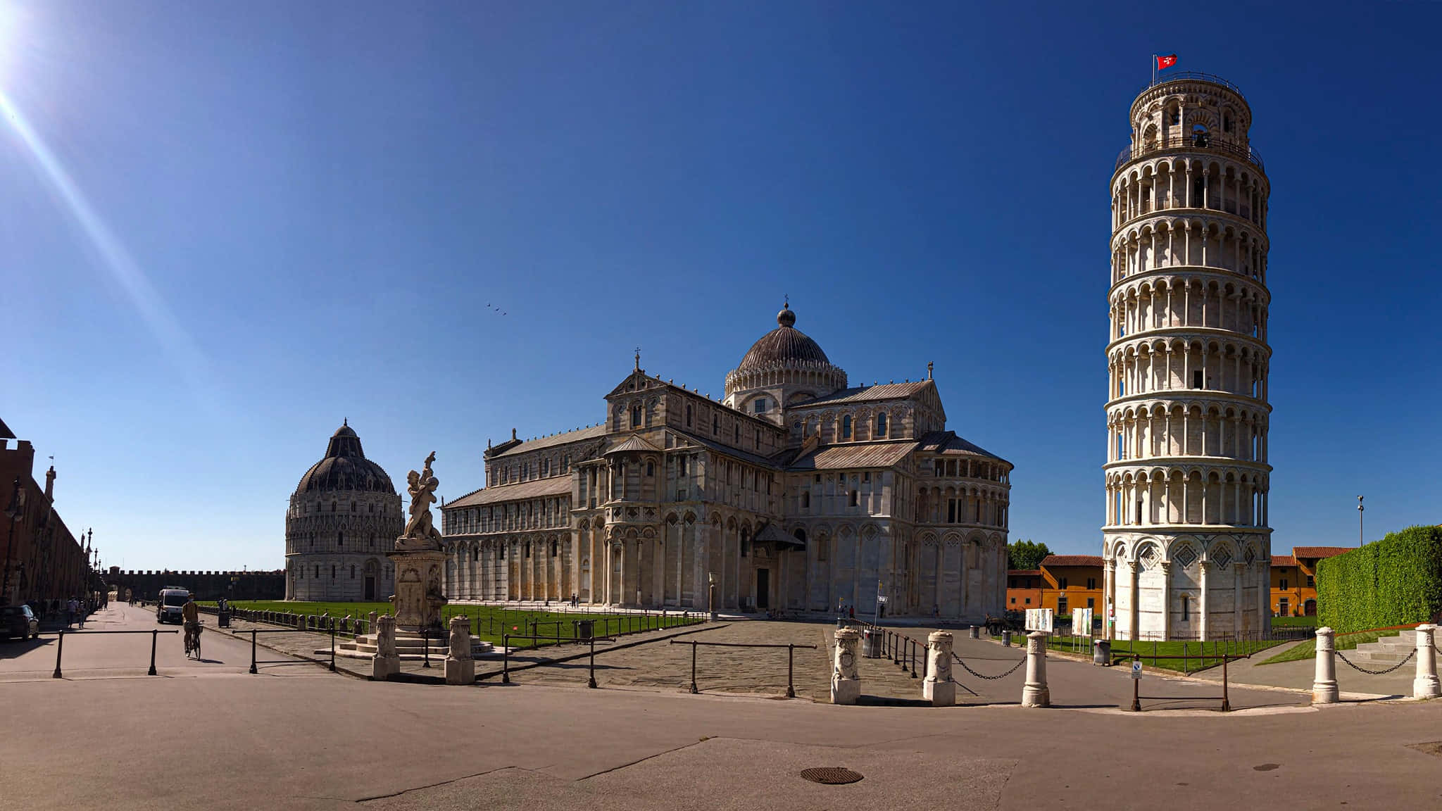 Tower Of Pisa, cathedral, clear blue sky, Full HD Desktop Wallpaper