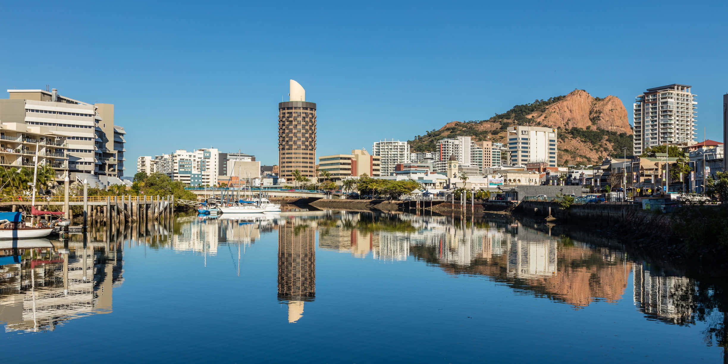 Townsville, dawn, modern city skyline, Full HD Desktop Wallpaper
