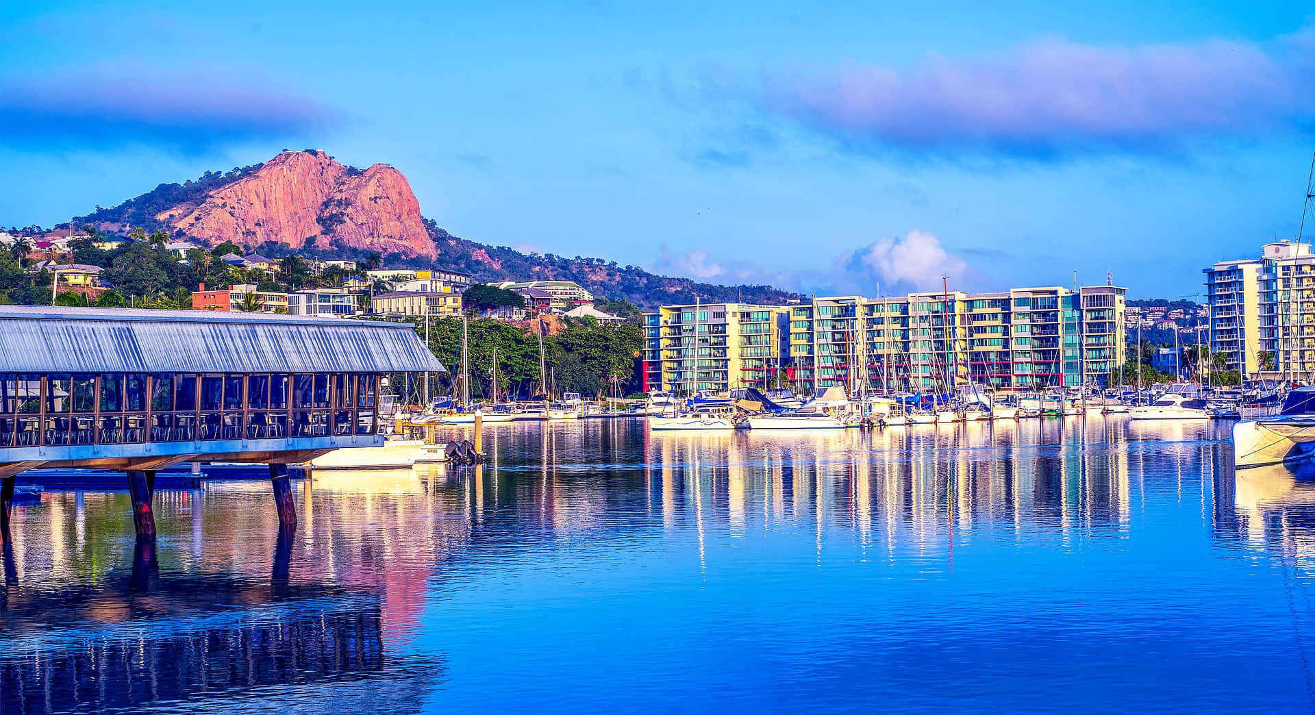 Townsville, city skyline, sunrise, Full HD Desktop Wallpaper